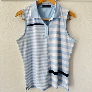 G/Fore Striped Sleeveless Performance Golf Polo Shirt